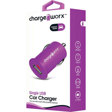 Single USB Car Charger, Violet