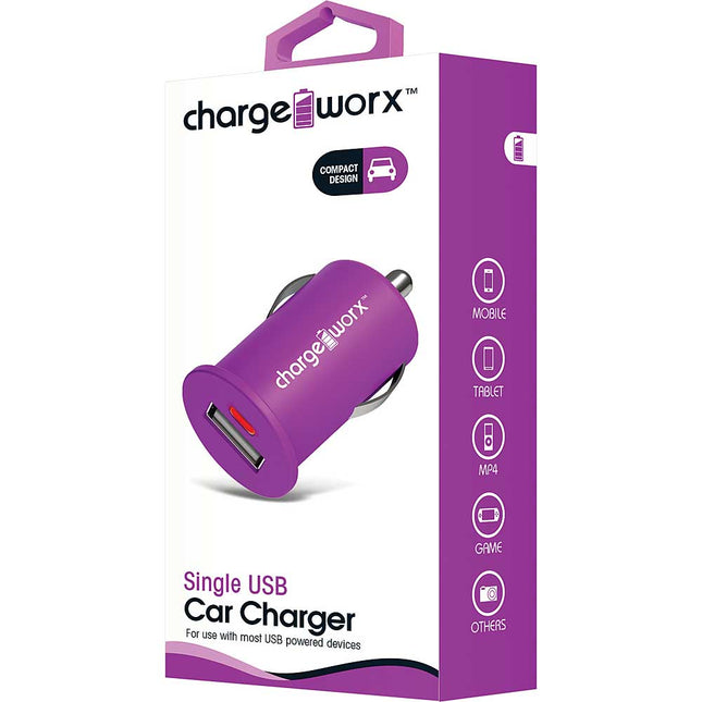 Single USB Car Charger, Violet