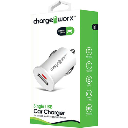 Single USB Car Charger, White