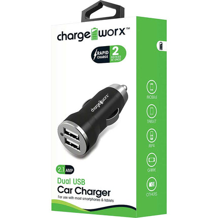 2.1A Dual USB Car Charger, Black