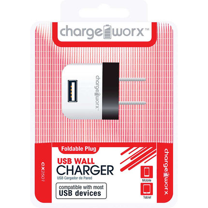 CX2501BK Folding USB Wall Charger, Black