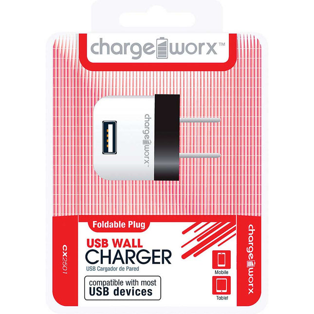 CX2501BK Folding USB Wall Charger, Black