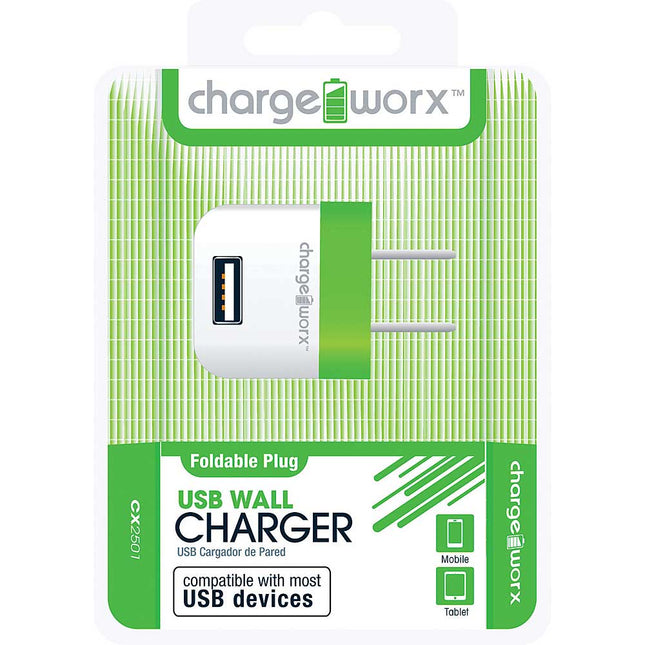 CX2501GN Folding USB Wall Charger, Green