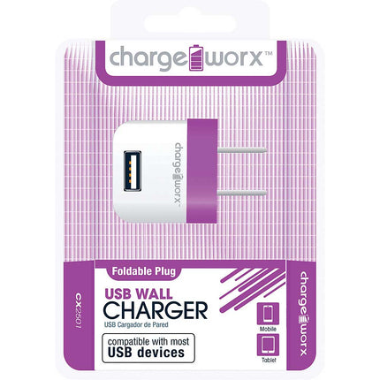 CX2501VT Folding USB Wall Charger, Purple