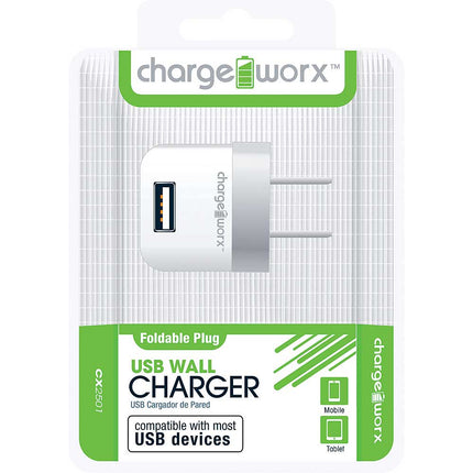CX2501WH Folding USB Wall Charger, White
