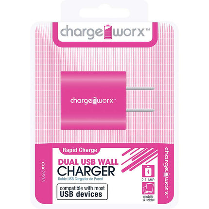 CX2503PK 2.1A Dual USB Wall Charger, Pink