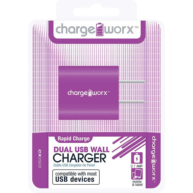 CX2503VT 2.1A Dual USB Wall Charger, Purple