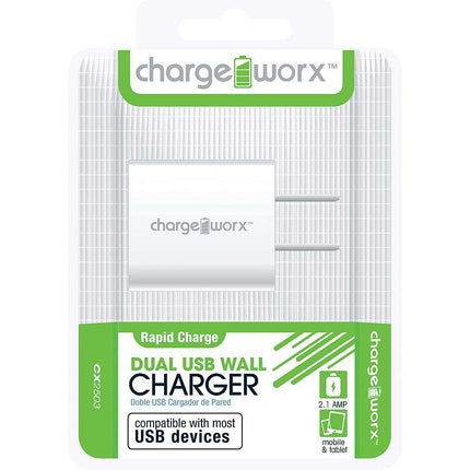 CX2503WH 2.1A Dual USB Wall Charger, White