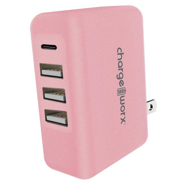 4 USB Ports Wall Charger, Pink