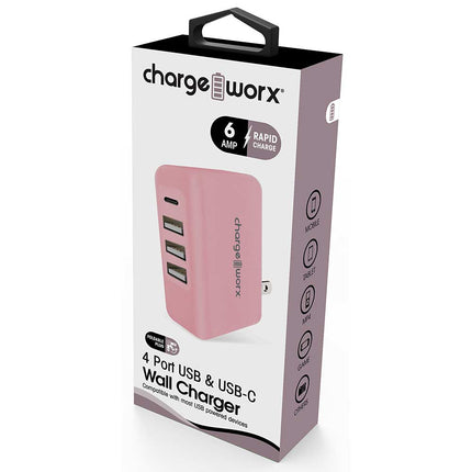 4 USB Ports Wall Charger, Black