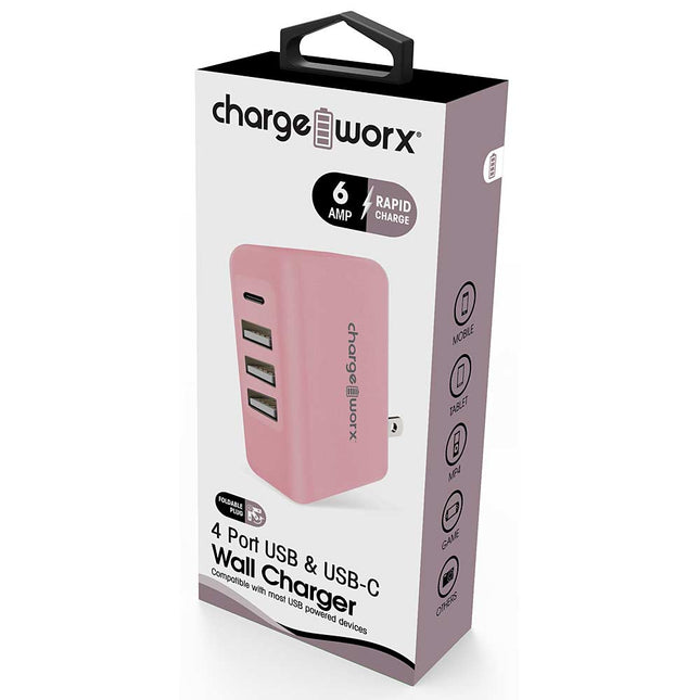 4 USB Ports Wall Charger, Black