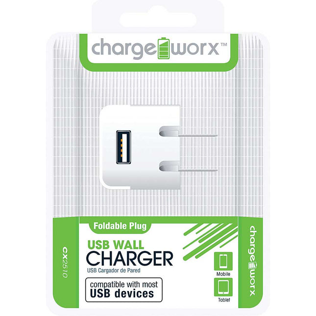 CX2510WH Folding Blade 1A Wall Charger, White