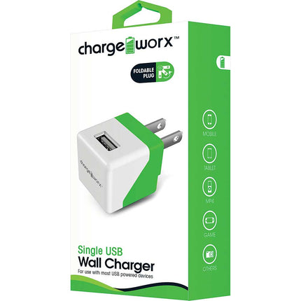 Single USB Wall Charger, Green