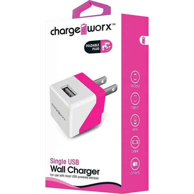 Single USB Wall Charger, Pink