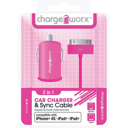 CX3004PK USB Car Charger & Sync Cable for iPhone 4/4S, iPad®, iPod®, Pink