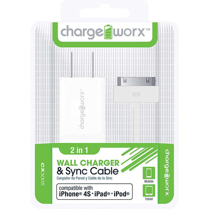 CX3005WH USB Wall Charger & Sync Cable for iPhone 4/4S, iPad®, iPod, White