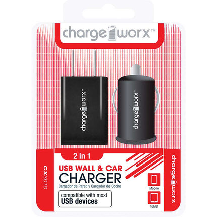CX3010BK Wall & Car USB Charger, Black