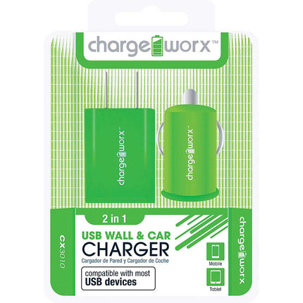 CX3010GN Wall & Car USB Charger, Green