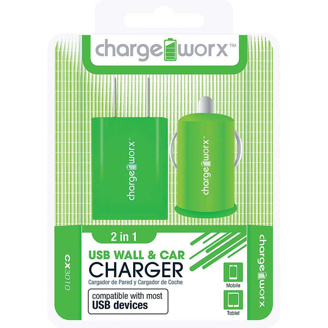 CX3010GN Wall & Car USB Charger, Green
