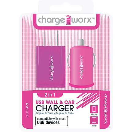 CX3010PK Wall & Car USB Charger, Pink