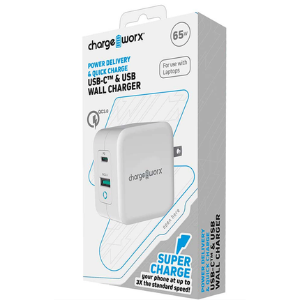 USB-C & USB Wall Charger With Power Delivery, White