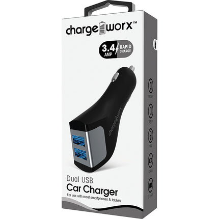 Dual USB Rapid Car Charger, Black