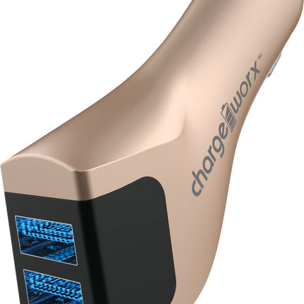 Dual USB Rapid Car Charger, Gold