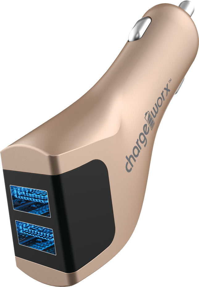 Dual USB Rapid Car Charger, Gold