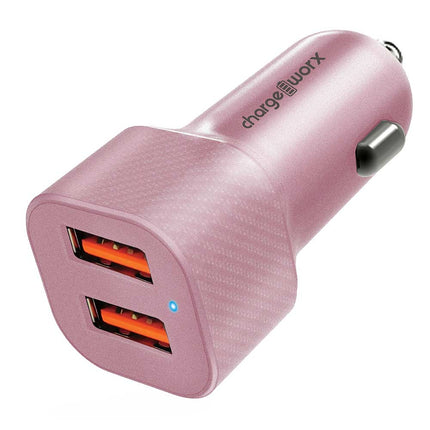 Dual USB Rapid Car Charger, Rose Gold