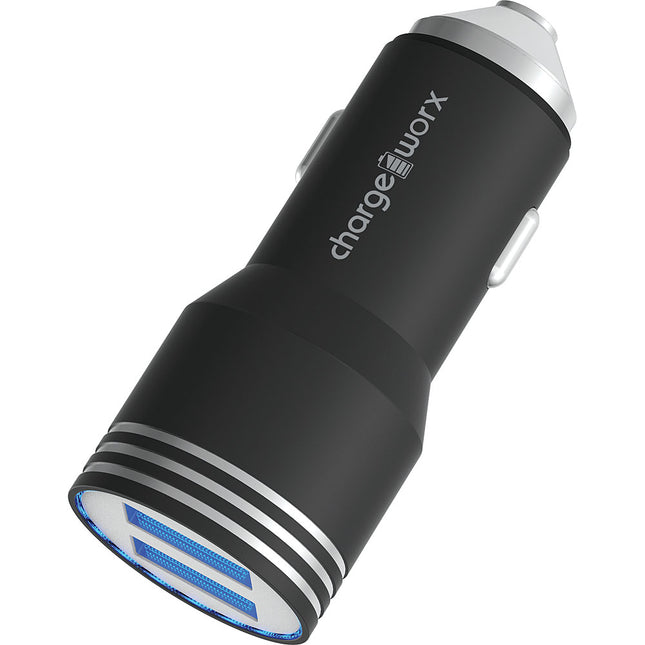 2.4 Dual USB Car Charger with Escape Hammer, Black