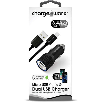 CX3044BK 2.4A Dual USB Car Charger, Black