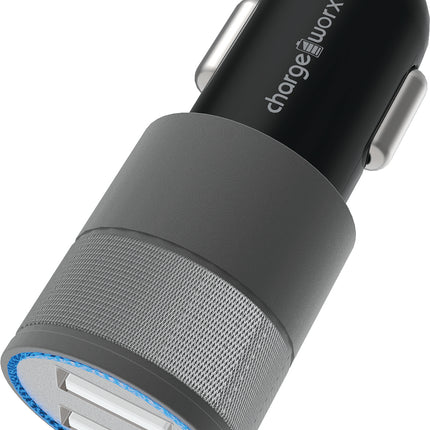 2.4 Dual USB Car Charger, Black/Grey