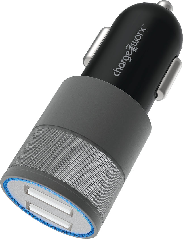 2.4 Dual USB Car Charger, Black/Grey