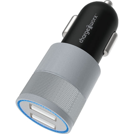 2.4 Dual USB Car Charger, Black/Silver