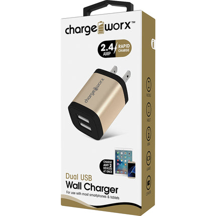 2.4 Dual USB Wall Charger, Gold