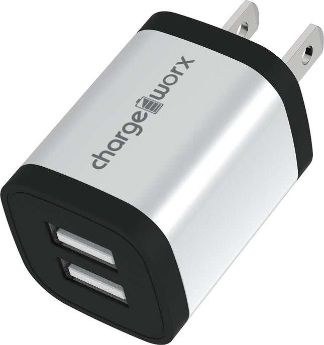 2.4 Dual USB Wall Charger, Silver