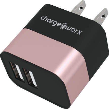 2.4A Dual USB Metal Wall Charger, Rose Gold