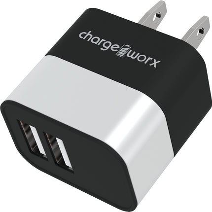 2.4A Dual USB Metal Wall Charger, Silver