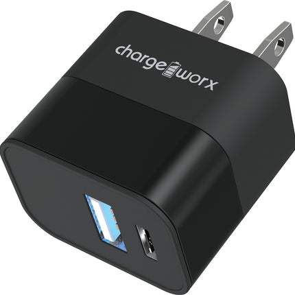 USB+USB C Metal Wall Charger, Black