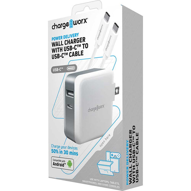 USB-C™ Cable & Wall Charger with Power Delivery, White