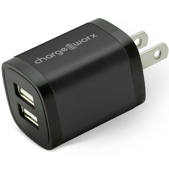 2.4Amp Dual USB Wall Charger, Black