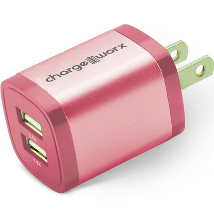 2.4Amp Dual USB Wall Charger, Coral