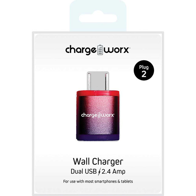2.4Amp Dual USB Wall Charger, Iridescent