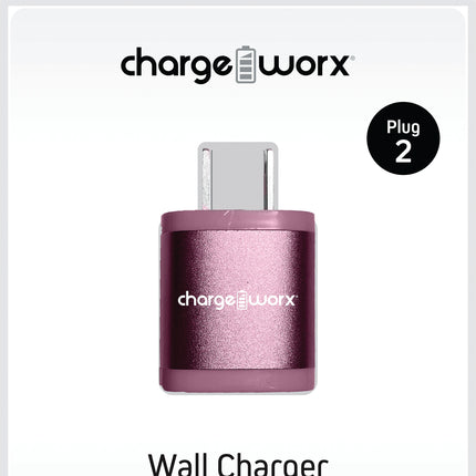 2.4Amp Dual USB Wall Charger, Light Pink