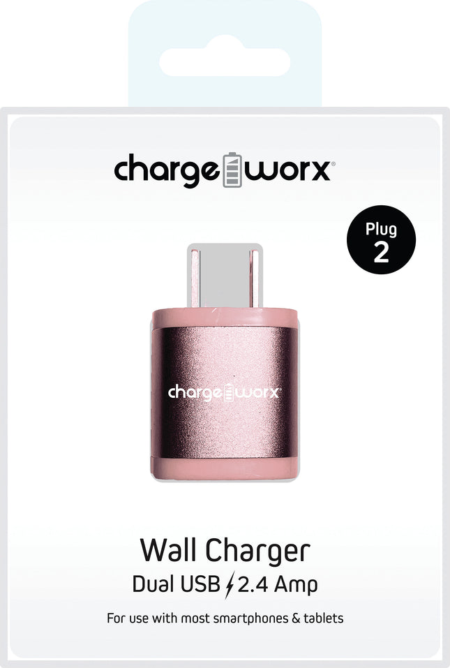 2.4Amp Dual USB Wall Charger, Rose Gold