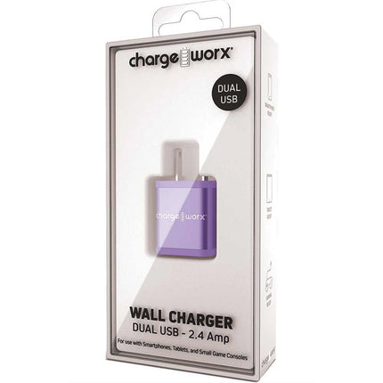 2.4Amp Dual USB Wall Charger, Violet