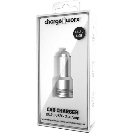 2.4Amp Dual USB Car Charger, Silver