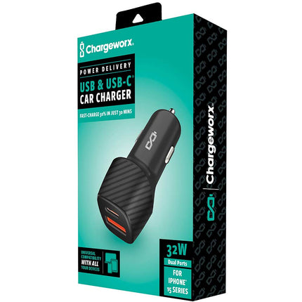 USB-C™ & USB Car Charger w/Power Delivery