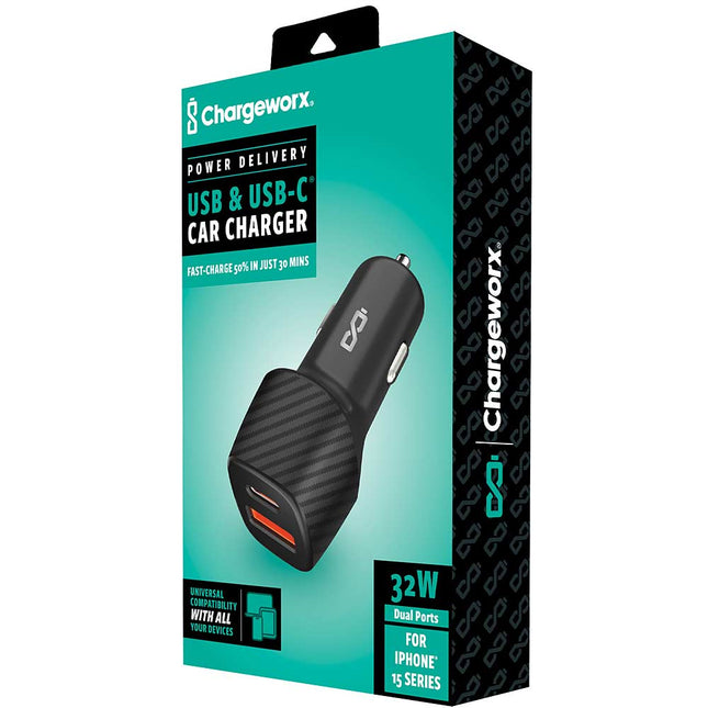 USB-C™ & USB Car Charger w/Power Delivery