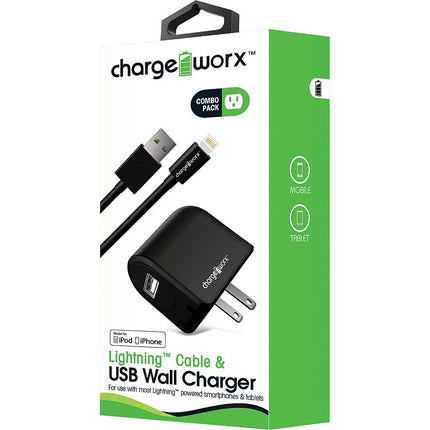 1Amp USB Wall Charger & Lightning Cable, Black